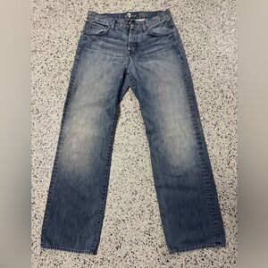 7 For All Mankind Blue Straight Jeans with Faded Look-Mens
